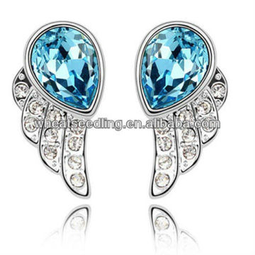 Vogue Blue Crystal Wings Hanging Stud Earrings